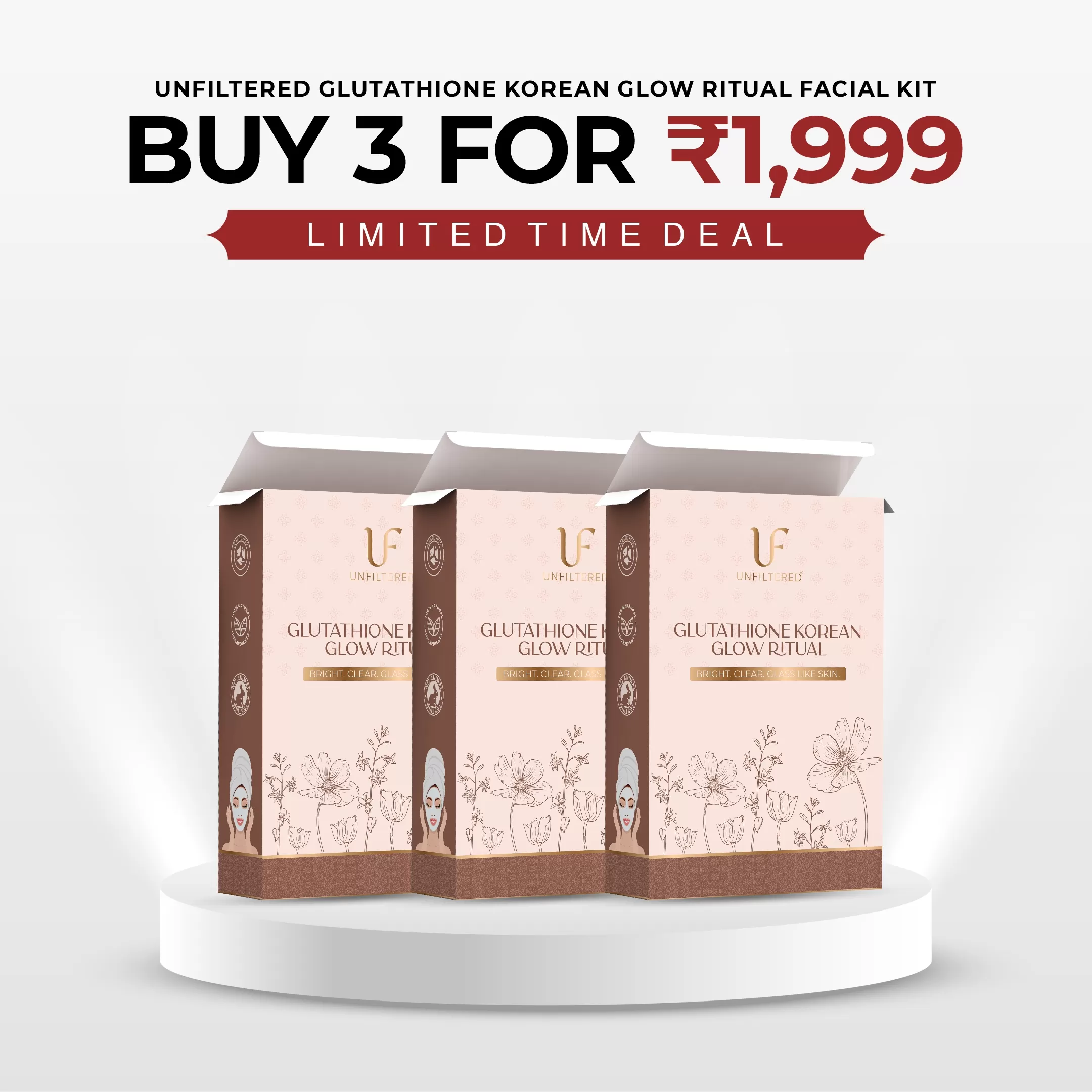 Combo - 3 x Glutathione Korean Glow Ritual Facial Kit (6-Steps)